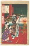 Yoshitoshi - Taira no Kiyomori greeting the dawn. - Mirror of Famous Generals of Japan